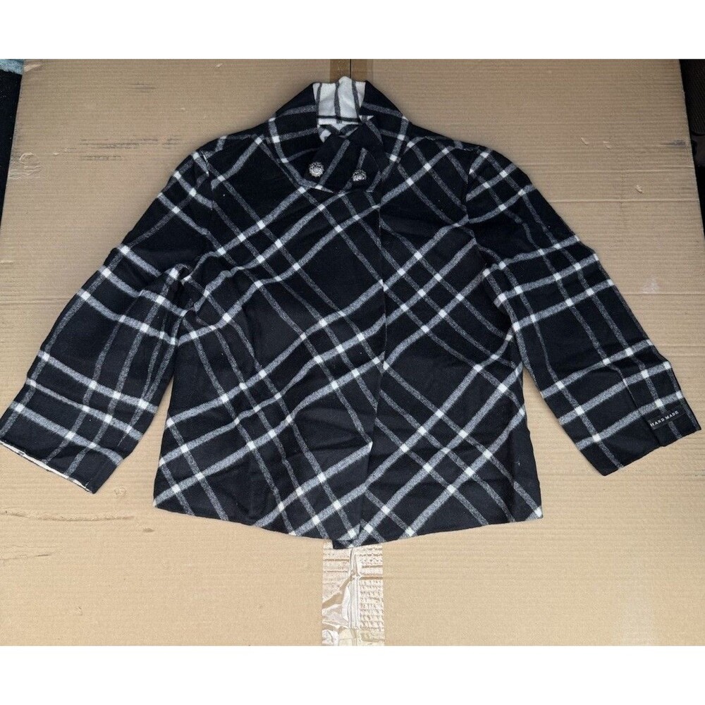 Black And White Plaid Woman’s Wool Jacket Size Small